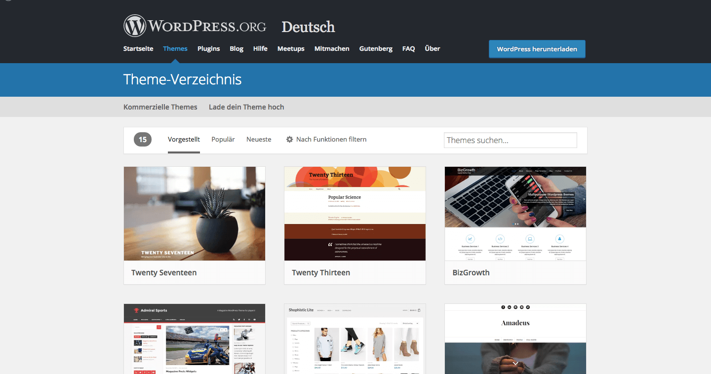 WordPress Theme Verzeichnis