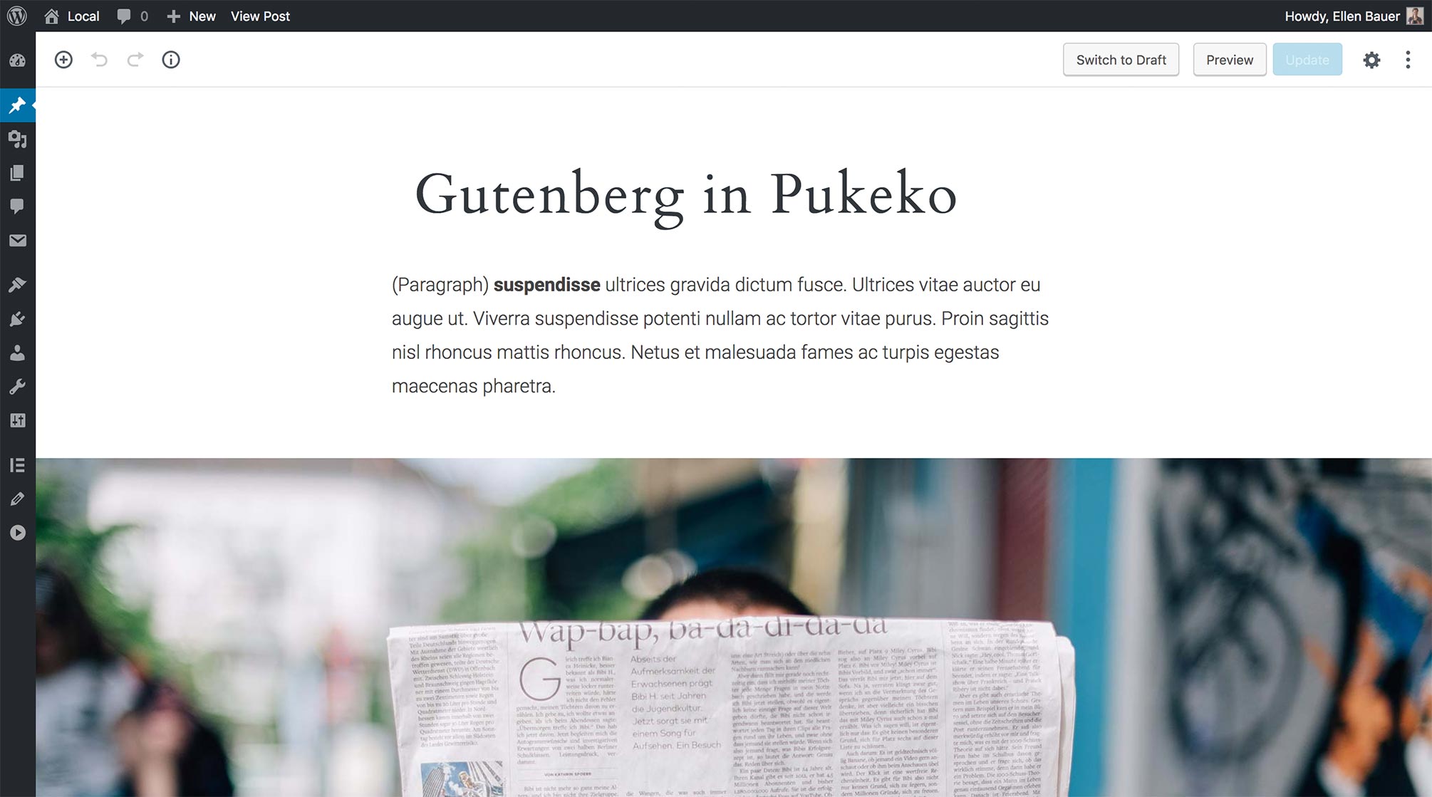 Gutenberg Editor Ansicht