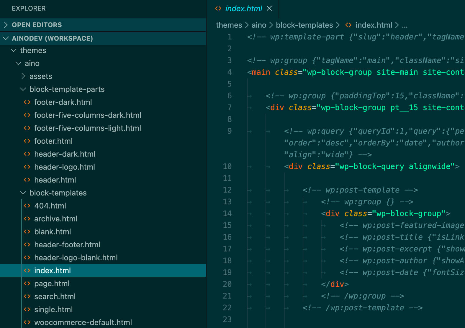 Page template files of block themes.